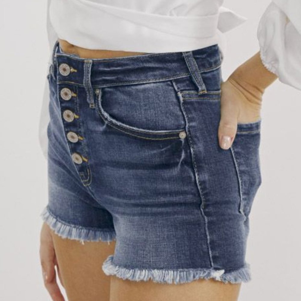 New KanCan High Rise Shorts Button - Picture 3 of 7